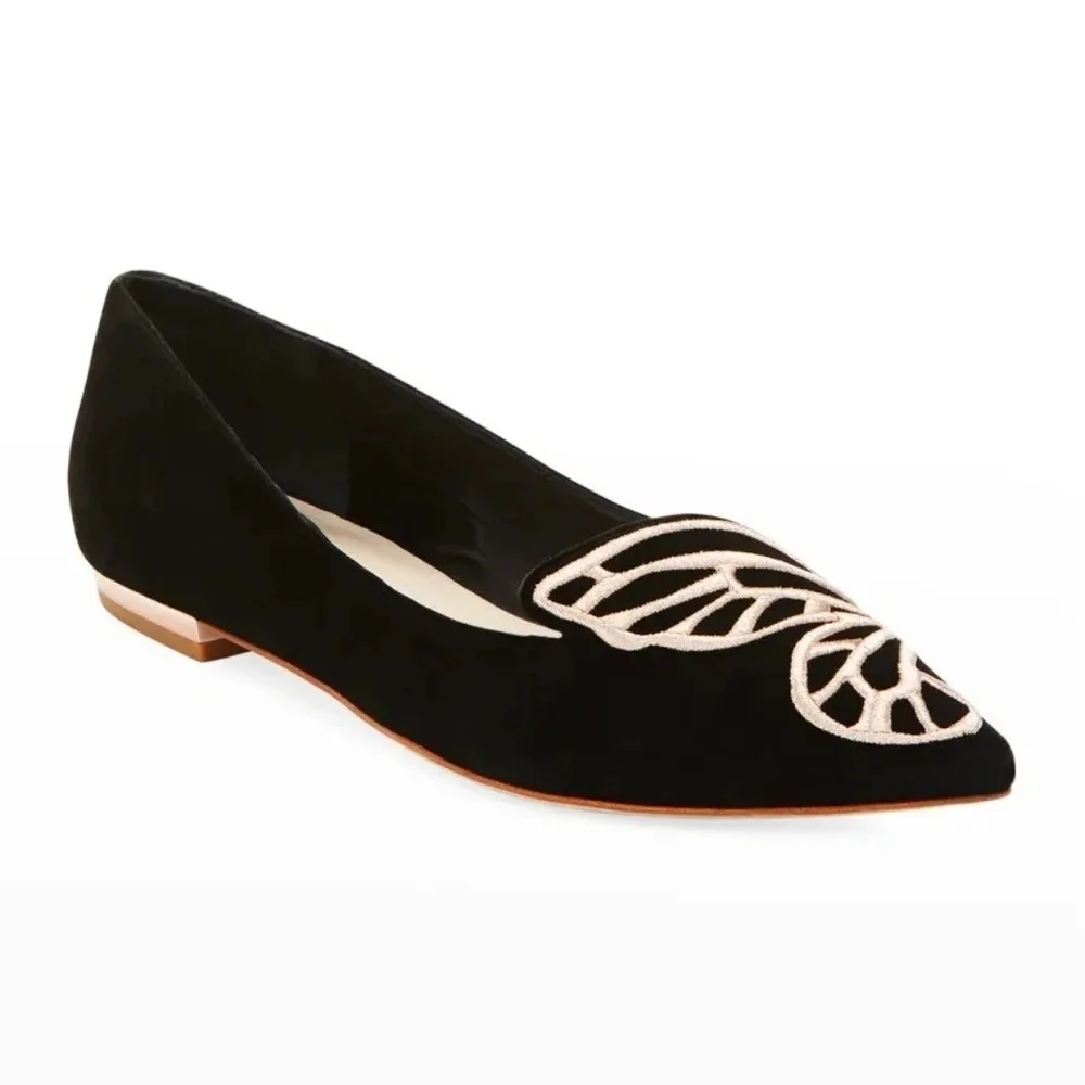 Sophia Webster Black and Pink Butterfly Flats Like New Condition - Picture 2 of 7